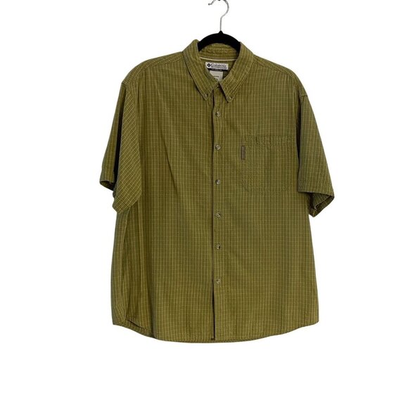 Columbia Men's Sz L Green Short Sleeve Button Up Collared Shirt - Picture 1 of 10